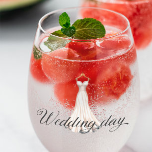 Elegantes, modernes weißes Hochzeitstreukleid Weinglas Ohne Stiel