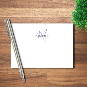 Elegantes modernes weißes Lavendel-Script-Monogram Post-it Klebezettel
