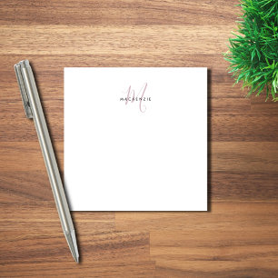 Elegantes modernes weißes, rosafarbenes Schriftmon Post-it Klebezettel