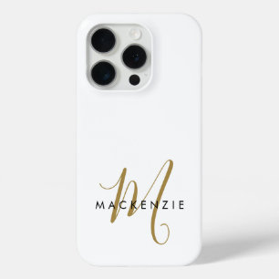 Elegantes modernes weißgoldenes Schriftmonogramm Case-Mate iPhone Hülle