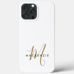 Elegantes modernes weißgoldenes Schriftmonogramm Case-Mate iPhone Hülle