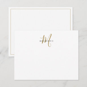 Elegantes modernes weißgoldenes Schriftmonogramm Mitteilungskarte