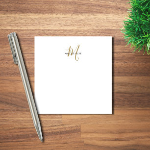 Elegantes modernes weißgoldenes Schriftmonogramm Post-it Klebezettel