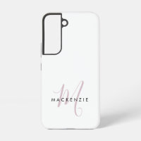 Elegantes, modernes White Blush Pink Script Monogr