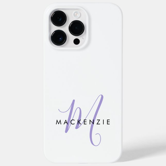 Elegantes, modernes White Lavender Script Monogram Case-Mate iPhone Hülle (Rückseite)