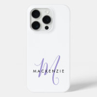 Elegantes, modernes White Lavender Script Monogram