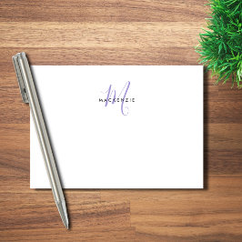 Elegantes, modernes White Lavender Script Monogram Post-it Klebezettel