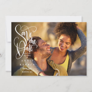 Elegantes, modernes White Script-Foto Save the Dat Save The Date