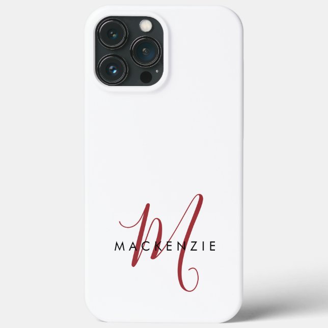 Elegantes, modernes White Script Monogram Case-Mate iPhone Hülle (Rückseite)