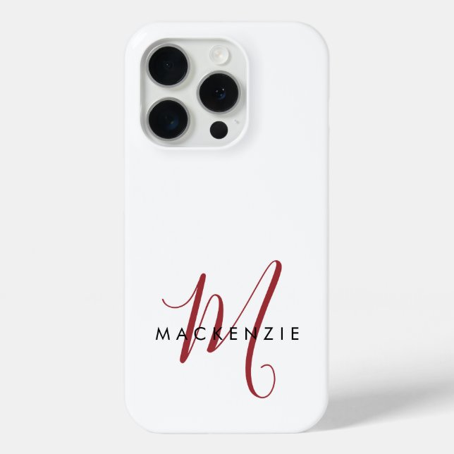 Elegantes, modernes White Script Monogram Case-Mate iPhone Hülle (Rückseite)