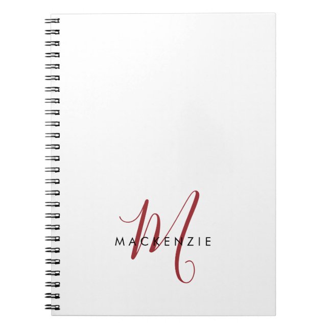 Elegantes, modernes White Script Monogram Notizblock (Vorderseite)