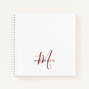 Elegantes, modernes White Script Monogram Notizbuch