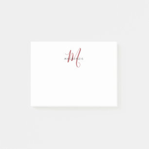 Elegantes, modernes White Script Monogram Post-it Klebezettel