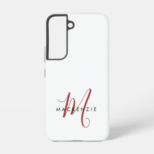 Elegantes, modernes White Script Monogram Samsung Galaxy Hülle