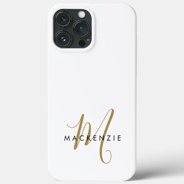 Elegantes, modernes White-Script-Monogramm Case-Mate iPhone Hülle (Rückseite)