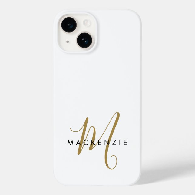 Elegantes, modernes White-Script-Monogramm Case-Mate iPhone Hülle (Rückseite)
