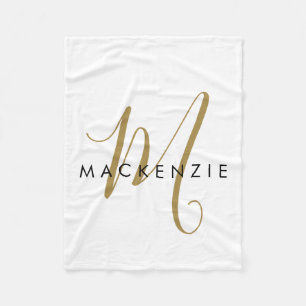 Elegantes, modernes White-Script-Monogramm Fleecedecke