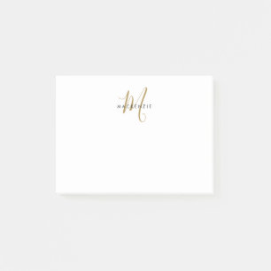 Elegantes, modernes White-Script-Monogramm Post-it Klebezettel