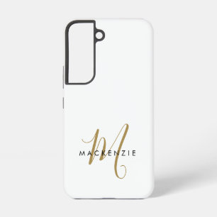 Elegantes, modernes White-Script-Monogramm Samsung Galaxy Hülle