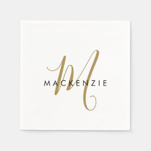 Elegantes, modernes White-Script-Monogramm Serviette