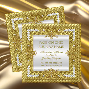 Elegantes Modeschmuckdesigner Gold Diamanten Quadratische Visitenkarte