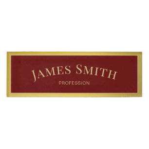Elegantes modisches Dunkles Red & Luxury Gold: Mod Namenschild