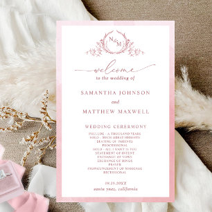 Elegantes Mongram Dusty Rose Wedding Program