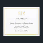 Elegantes Mongram Gold-Hochzeitgeld speichert das  Flyer<br><div class="desc">Eleganter Budget Save the Date Flyer mit Ihren zwei ersten Monogramm in Imitat Gold,  innerhalb einer Grenze,  über einen weißen Hintergrund. Dieses elegante Design eignet sich hervorragend für eine feierliche Hochzeit. BITTE BEACHTEN SIE: Umschläge NICHT enthalten.</div>