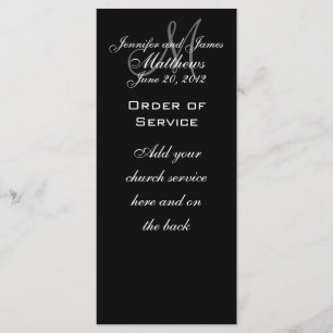 Elegantes Mongram Wedding Church Service Program Programm