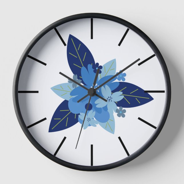 Elegantes monochromatisches blaues Design Uhr (Vorderseite)
