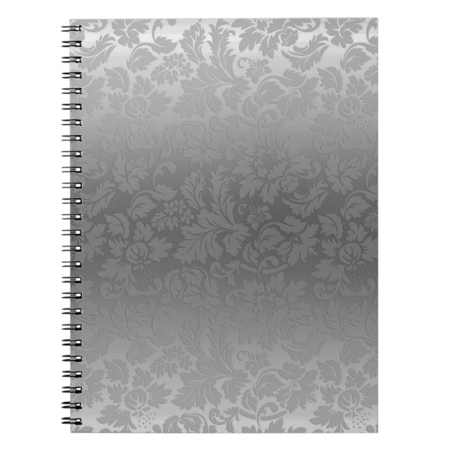 Elegantes, monochromatisches Floral Damaskus-Muste Notizblock (Vorderseite)