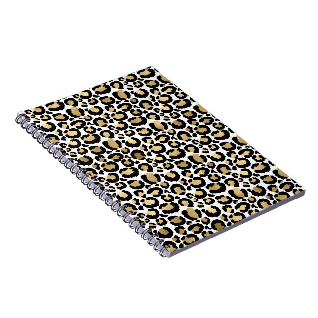 Elegantes monochromatisches Leopard Spots Wild Gla Notizblock (Rechte Seite)