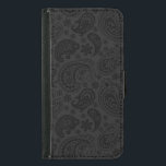 Elegantes Monochromatisches Vintag Paisley-Muster Geldbeutel Hülle Für Das Samsung Galaxy S5<br><div class="desc">Elegantes monochromatisches Vintages Paisley-Muster. Wandelbare dunkelgraue Hintergrundfarbe gegen schwarzen Paisley.</div>