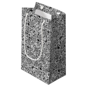 Elegantes monochromes Blumenmuster Kleine Geschenktüte
