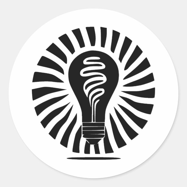 Elegantes monochromes Bulb-Design Runder Aufkleber (Vorderseite)