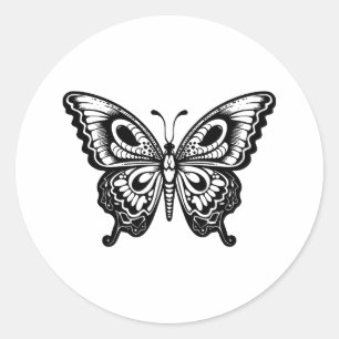 Elegantes monochromes Butterfly-Design Runder Aufkleber