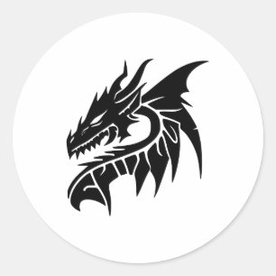 Elegantes monochromes Dragons-Design Runder Aufkleber