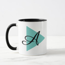 Elegantes Monogram Abtract Aquamarines Dreieck Tasse