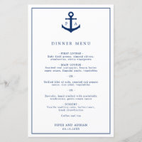 Elegantes Monogram Anchor Nautical Wedding Menu