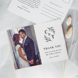 Elegantes Monogram Black and White Foto Vielen Dan Postkarte