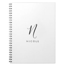 Elegantes Monogram Black and White Notebook