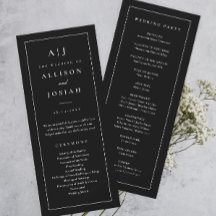 Elegantes Monogram Black and White Wedding Program