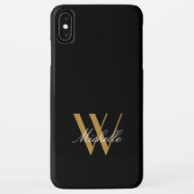 Elegantes Monogram Black Gold Einfache Namensschri