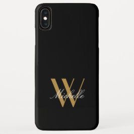 Elegantes Monogram Black Gold Einfache Namensschri Case-Mate iPhone Hülle