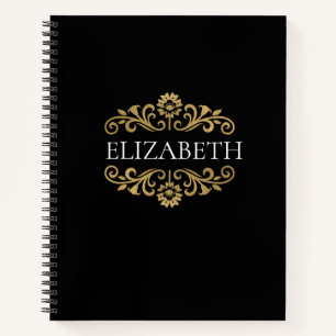 Elegantes Monogram Black Office School Notebook Notizbuch