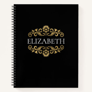 Elegantes Monogram Black Office School Notebook Notizbuch
