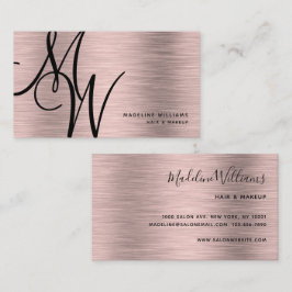 Elegantes Monogram Black Rose Gold Modernes Script Visitenkarte