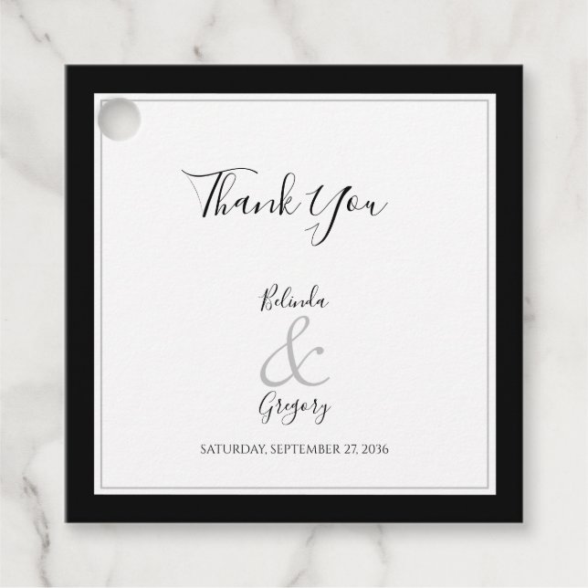 Elegantes Monogram Black & White Wedding Geschenk Geschenkanhänger (Vorderseite)