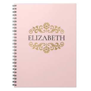 Elegantes Monogram Blush Pink Gold Notebook Notizblock