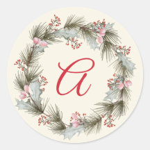 Elegantes Monogram Christmas Wreath Family Foto